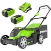 Greenworks akumuliatorinė vejapjovė 41 cm su 2 × 40 V 2 Ah akumuliatoriais G40LM41K2XF