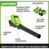 Greenworks akumuliatorinis lapų pūstuvas 40 V, 177 km/h, 11.05 m³/min, G40ABK2