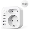 grestar kelioninis kištukų adapteris į A tipą su 2 USB-A, 2 USB-C, 2500 W B0FHJ4VYMW