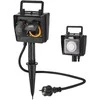Hama lauko elektros lizdas su 2 kištukais, laikmačiu ir įžeminimo kuolu, IP44, 3680 W, 00223305