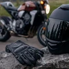 Harssidanzar odinės motociklininkų pirštinės su pilnais pirštais, jutiklinis ekranas, juodos, GM028EU