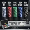 HEITOK pokerio rinkinys aliuminio dėkle, 300 kompozitinių žetonų su nominalais, Texas Holdem, XY-6311