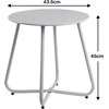 HollyHOME apvalus metalinis lauko staliukas, pilkas, 45 × 40 cm, didžiausia apkrova 23 kg
