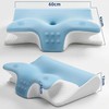 Honfay ortopedinė ergonominė pagalvė iš atminties putų, drugelio formos, 60 × 42 × 14/12 cm, mėlyna