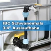 IBC vandens talpos kranas 3/4 colio S60x6, žąsies kaklo formos, žalvaris ir PE, adapteris