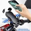 iMESTOU belaidis ir USB motociklo telefono laikiklis su Qi greitu įkrovimu 15W, montavimas ant vairo/lango, modelis M11A