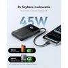 INIU išorinis akumuliatorius 45 W, 10000 mAh, USB-C kabelis, PD/QC, juoda, P55L