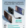 INIU P51L powerbank 20000 mAh su integruotu USB-C kabeliu, 45 W PD3.0 / QC4.0, juodas