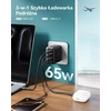 INIU USB kroviklis 65 W, 3 jungtys (2 x USB-C + 1x USB-A), greitas PD įkrovimas, GaN technologija