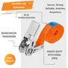 INTAKO transportavimo diržų rinkinys su įtempėju, 800 kg, 4 m, 25 mm, oranžiniai, 4 vnt.