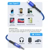 JSAUX USB-C–3,5 mm AUX garso kabelis su DAC, 1 m, JSDENZC2AUXBU2M