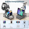 KDD ausinių ir žaidimų valdiklių stovas su stalčiumi, aliumininis, juodas