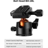 K&F Concept aliuminis fotoaparato trikojis, 163 cm, 4 sekcijos, 20 kg apkrova, rutulinė galvutė, K234A0+BH-28L