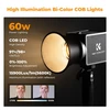 K&F Concept COB fotografavimo šviestuvas 60 W, 2700–6500 K, PL-60B su akumuliatoriumi