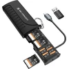 K&amp;F Concept SD kortelių skaitytuvas 2 viename su USB-C ir USB-A, 12 lizdų, juodas KF31.190