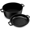 Kichly žalias olandiškas puodas 4,7 l su ketaus dangčiu grilinimui, dvigubos paskirties, juodas KY01495US