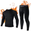 Kiiwah vyriškas termo apatinių komplektas ilgomis rankovėmis, juodas, M, 25-1P Men Thermal Underwear-BK-M