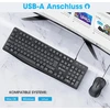 Klaviatūra KOORUI belaidis klaviatūros ir pelės rinkinys 2,4 GHz QWERTZ, 104 klavišai, BKC01-Juodas