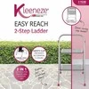 Kleeneze dviejų pakopų sulankstoma plieninė buitinė kopėčių pakyla 80 cm, apkrova 150 kg, rožinė pilka
