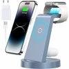 KLiHD 3-in-1 belaidė įkrovimo stotelė Phone, Watch ir Pods, 18 W, mėlyna, CW350