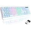KLIM belaidė žaidimų klaviatūra su RGB apšvietimu, AZERTY, balta, WL906FR