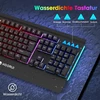 KOORUI žaidimų klaviatūra QWERTZ su RGB apšvietimu ir riešo atrama K0104