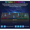 KOORUI žaidimų klaviatūra QWERTZ su RGB apšvietimu ir riešo atrama K0104