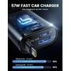 Lamicall automobilinis USB įkroviklis 50W su ištraukiamu USB-C laidu, 3 jungtys, PT-47