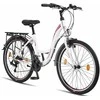 Licorne Bike miesto dviratis 21 pavaros 26 colių ratai, plieno rėmas, balta spalva Stella Premium