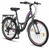 Licorne Bike miesto dviratis Stella, 21 pavarų sistema, 24 colių ratai, plieno rėmas, antracito spalvos