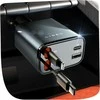 LISEN 69 W automobilinis USB-A ir USB-C įkroviklis su ištraukiamu USB-C kabeliu, 4 portų, pilkas