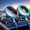 LISEN MagSafe automobilinis telefono laikiklis su bevieliu 15 W įkrovimu, USB-C, juodas