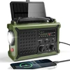 Mesqool avarinis radijas AM/FM su saulės įkrovimu, rankiniu generatoriumi ir 12000 mAh išorine baterija, IPX6, SOS, LED žibintuvėliu, USB-C įkrovimu, modelis CR1030