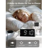Mesqool garsinis ir vibracinis žadintuvas su dvigubu žadintuvu, USB įkrovimu, LED ekranu, MEU-1001eM-W