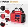 Mesqool Nešiojamas avarinis radijas su saulės įkrovimu, LED žibintuvėliu, AM/FM/SW, 5000 mAh akumuliatoriumi, rankenėle ir SOS signalu, modelis 1009-Rot
