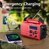 Mesqool Nešiojamas avarinis radijas su saulės įkrovimu, LED žibintuvėliu, AM/FM/SW, 5000 mAh akumuliatoriumi, rankenėle ir SOS signalu, modelis 1009-Rot