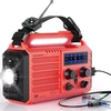 Mesqool Nešiojamas avarinis radijas su saulės įkrovimu, LED žibintuvėliu, AM/FM/SW, 5000 mAh akumuliatoriumi, rankenėle ir SOS signalu, modelis 1009-Rot