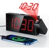 Mesqool projekcinis žadintuvas su LED ekranu, 180° kampu besisukančiu projektoriumi ir USB įkrovikliu, MEU-CR1001F-Raudona