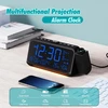 Mesqool projektorius radijo laikrodis su FM radiju, USB-C ir USB įkrovimu, temperatūros ir datos rodymu, MEU-1024-Mėlyna
