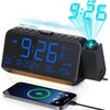 Mesqool projektorius radijo laikrodis su FM radiju, USB-C ir USB įkrovimu, temperatūros ir datos rodymu, MEU-1024-Mėlyna
