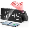 Mesqool projektuojantis skaitmeninis žadintuvas su LED ekranu, USB įkrovikliu ir 180° projektoriumi, MQL-CR01F