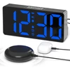 Mesqool skaitmeninis garsus žadintuvas su vibracija, dvigubas žadintuvas, USB, didelis LED ekranas, mėlynas, 1023i