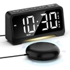 Mesqool skaitmeninis žadintuvas su vibracija, LED ekranas, dviejų laikų signalas, reguliuojamas garsumas, USB įkrovimas, 1028EM