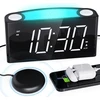 Mesqool vibracinis žadintuvas su LED ekranu, spalvota naktine lempa ir USB-C įkrovikliu, ME-EU-1008i-Baltas