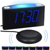 Mesqool Vibruojantis skaitmeninis žadintuvas su LED ekranu, 7 spalvų naktinė lempa, USB įįįkrovimo jungtys