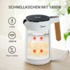 Midea elektrinis nerūdijančio plieno virdulys su temperatūros reguliavimu, 1.5 l, 2200 W, baltas