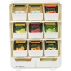 Mind Reader arbatos pakelių organizatorius su 9 skyriais ir 2 stalčiais, 26 × 8,3 × 34,9 cm, TBORG-WHT