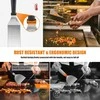 MUJUZE grilio mentelių rinkinys iš nerūdijančio plieno, 13 dalių, tinkamas teppanyaki ir kempingui