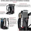 Naturehike turistinė kuprinė su vidiniu rėmu, 65 l talpa, juoda, NH19BP095