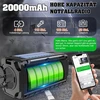 Nigecue nešiojamas saulės radijas su dinaminiu įkrovimu, 20000 mAh, AM/FM, LED žibintuvėlis, XSY350